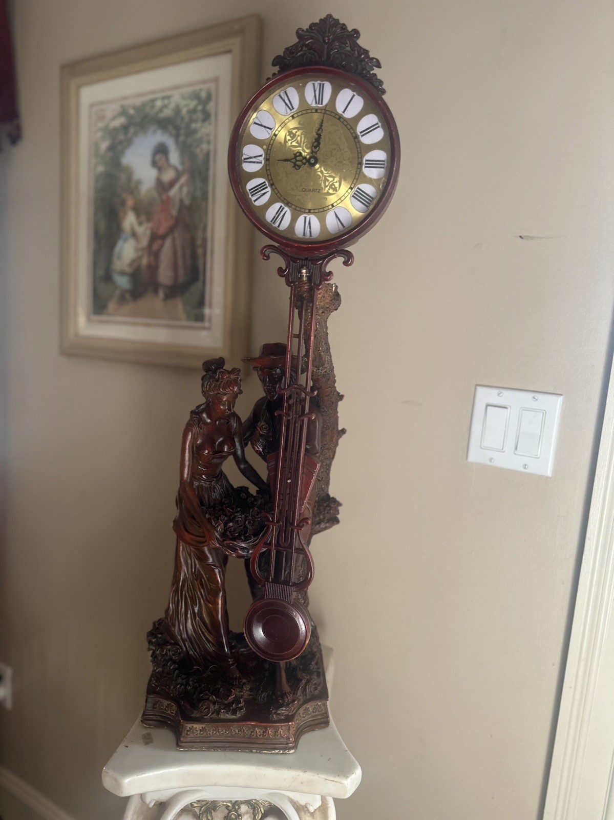 Lady Diana Faux Pendulum Clock Quartz Clock Works. 31” tall base is 9x7.5 Lady Diana Faux Pendulum Clock Quartz Clock Works. 31” tall base is 9x7.5
