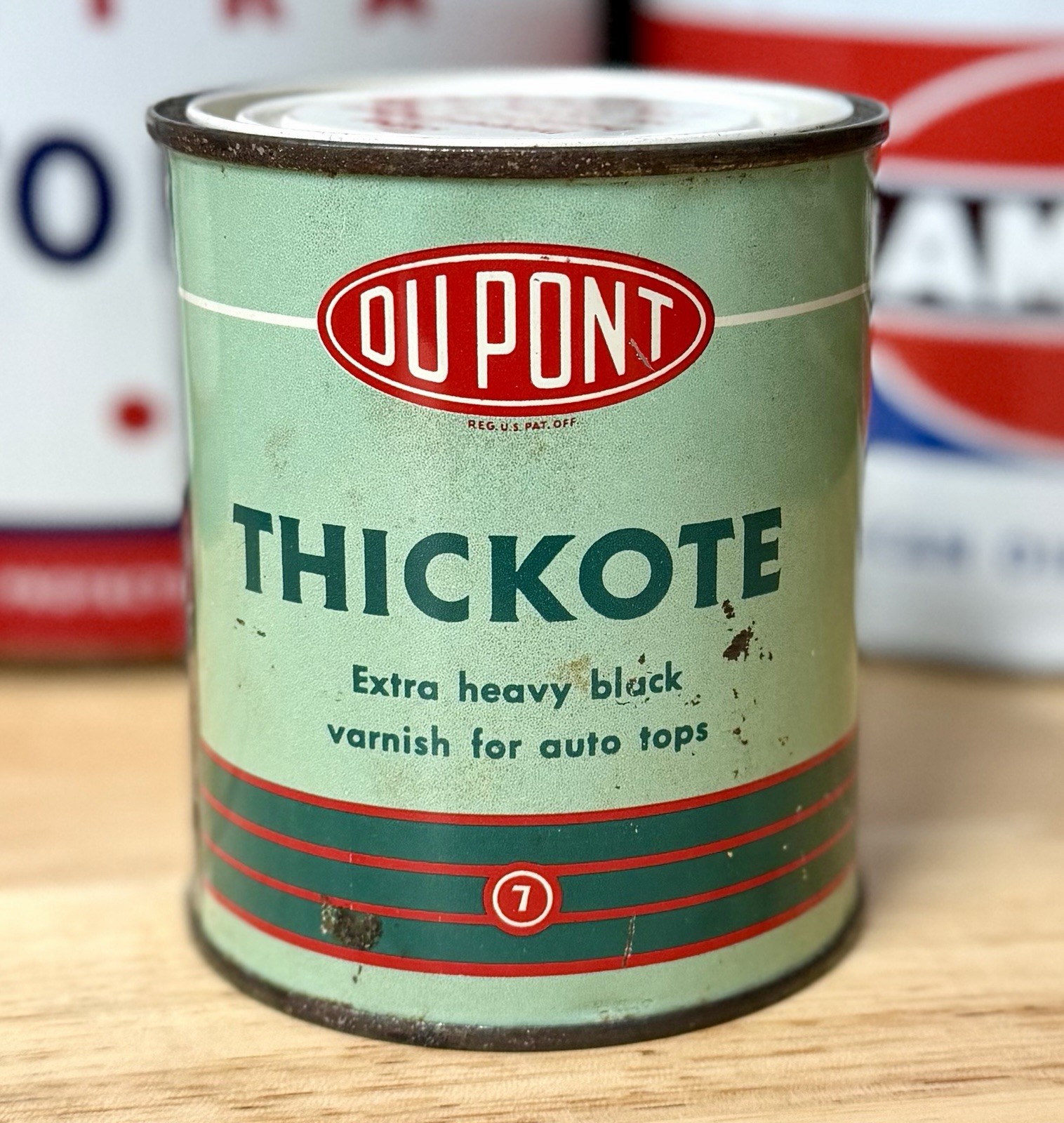 Vintage NOS DuPont “7” Thickote Black Top Dressing Can 16oz FULL