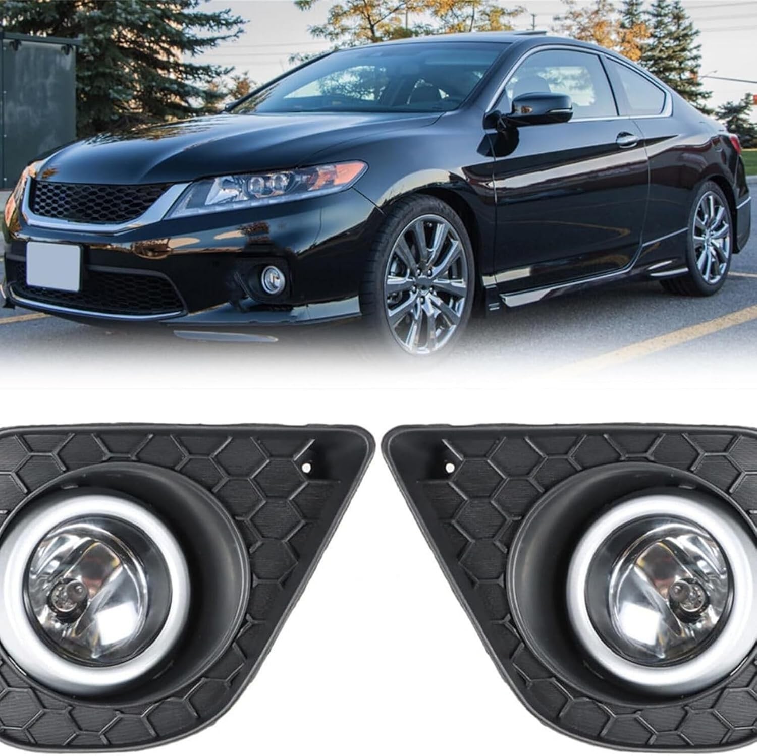 2Pcs Fog Lights Assembly Replacement for Accord Coupe 2013-2015 Clear Lens wi... 2Pcs Fog Lights Assembly Replacement for Accord Coupe 2013-2015 Clear Lens wi...