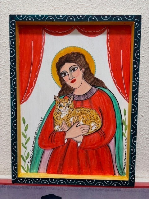 Marie Romero Cash, Saint Gertrude of Nivelles, Cats, cat lovers, elderly, tabby Marie Romero Cash, Saint Gertrude of Nivelles, Cats, cat lovers, elderly, tabby