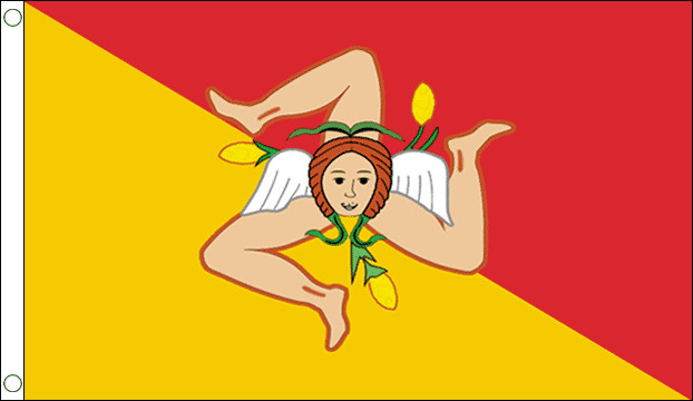 Sicily Flag Large 5 x 3 FT - 100% Polyester Itlay Sicilia Sicilian Sicìlia