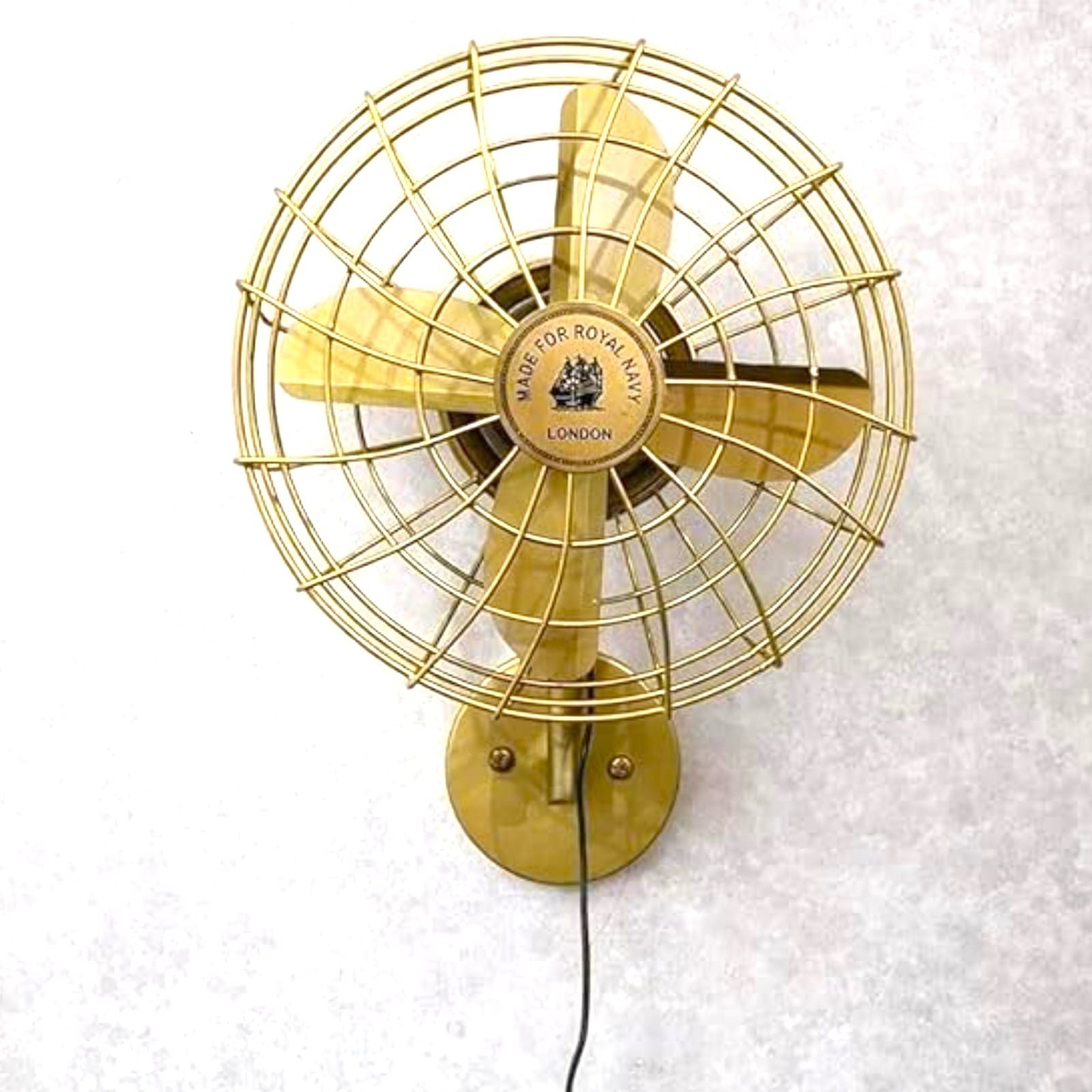 Vintage Brass Wall Fan – Royal Navy London Style Industrial Retro Decor Fan