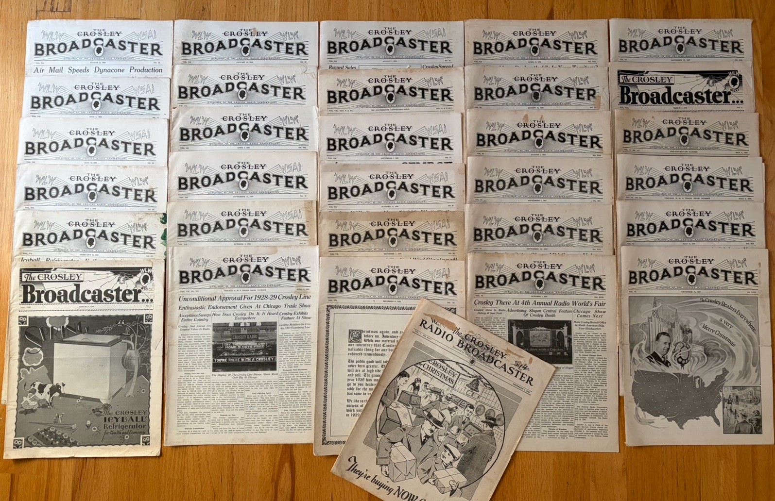 Lot 30 Vintage 1920s Crosley Broadcaster Newspapers WLW Radio Cincinnati 1926-29