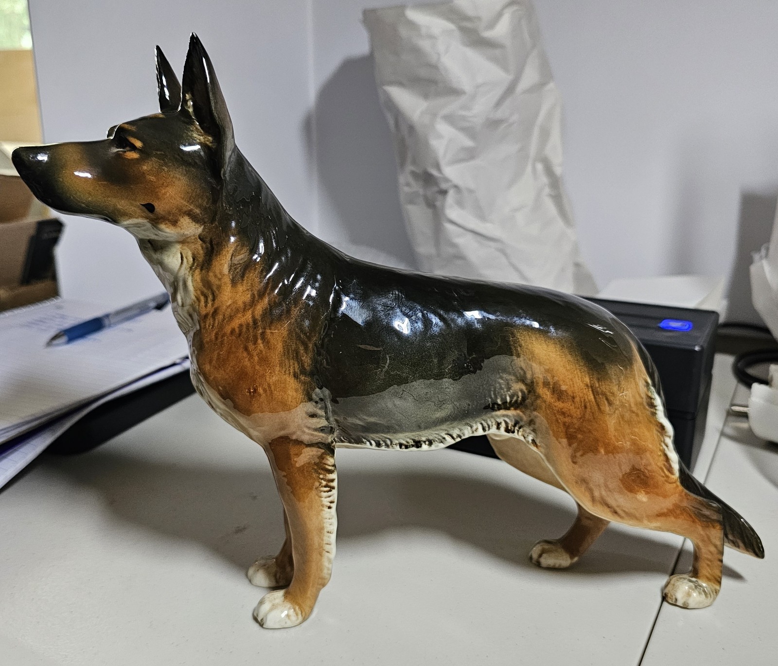 Vintage RARE Goebel 1973 Standing German Shepherd Dog Figurine Signed by Artist