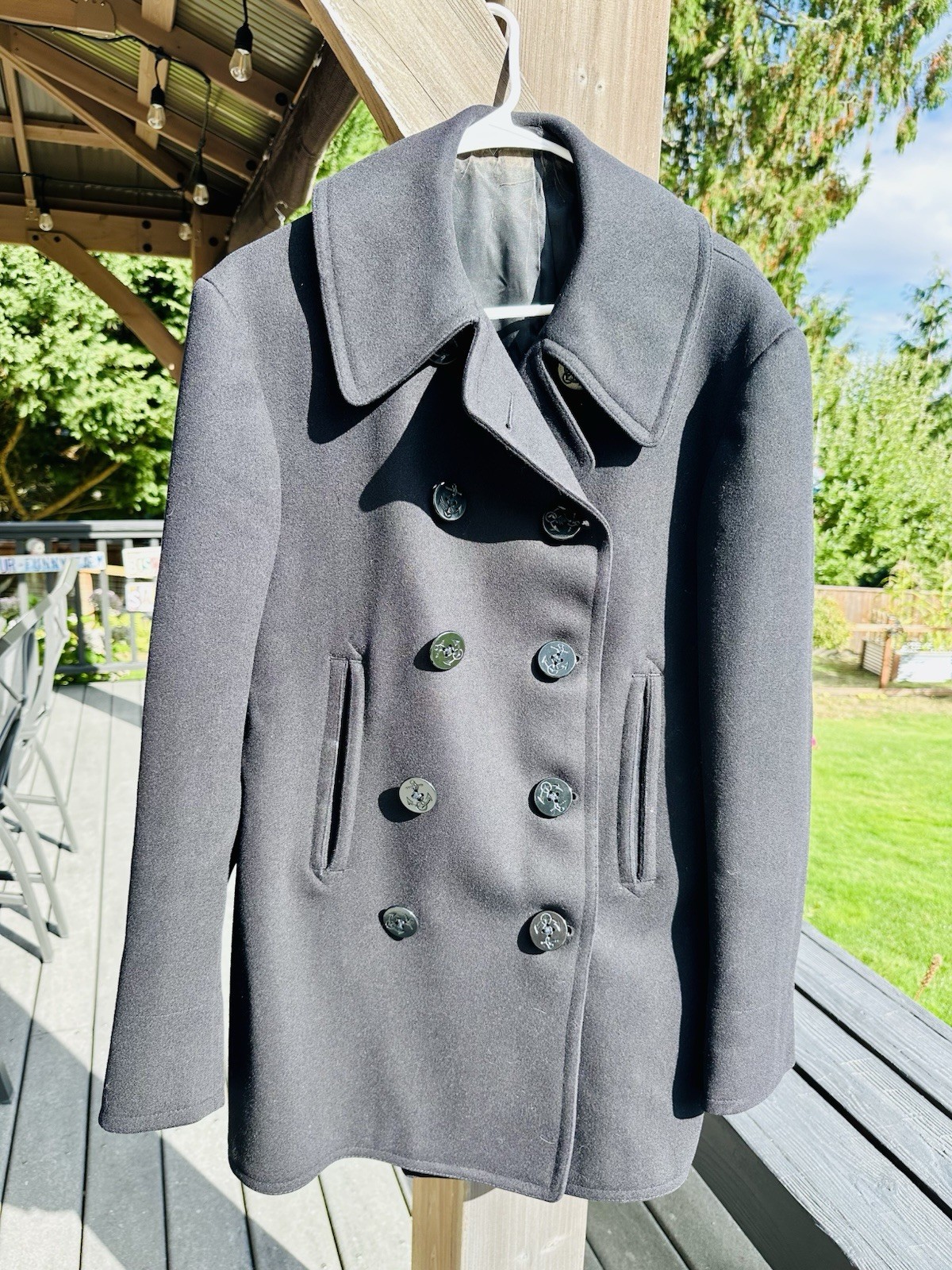 Vtg 1940s WW2 US Navy Peacoat 10 Button Kersey Wool Naval Clothing Factory 40 42