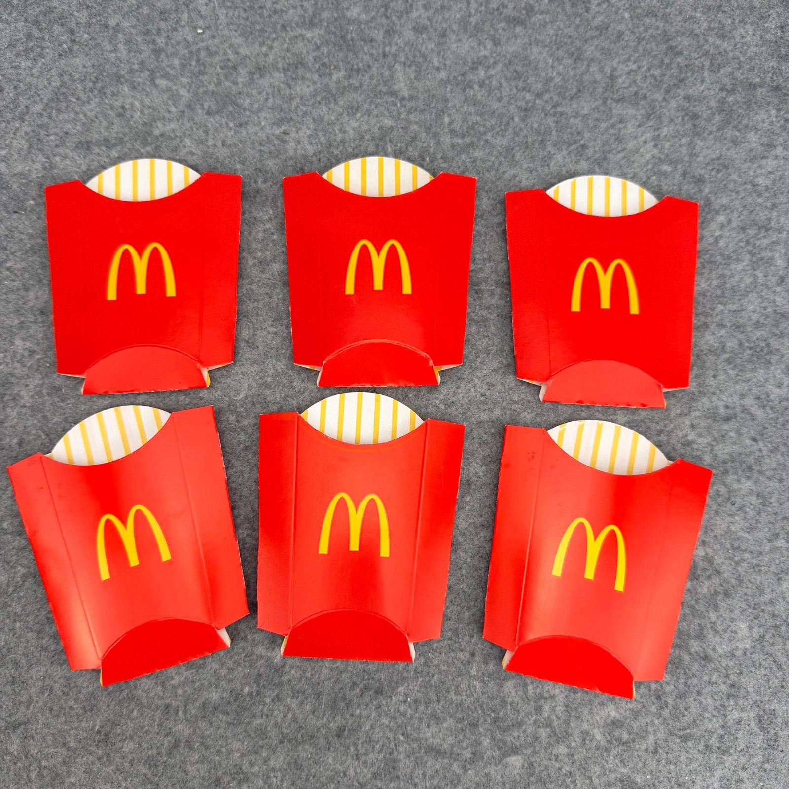Lot of 6 McDonald\'s French Fries Boxes Empty Unused 2020 Red Small Sleeves