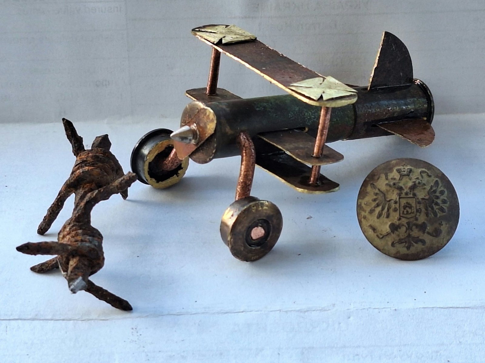 WWI WWII Trench Art Airplane 1909 1938 Mannlicher Mosin Nagant Casing Triplane