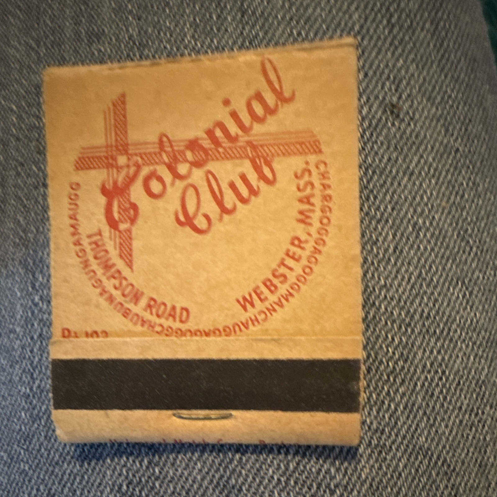 Vtg Colonial Club Matchbook Webster MA Thompson Road Seafood Banquet Facilities Vtg Colonial Club Matchbook Webster MA Thompson Road Seafood Banquet Facilities