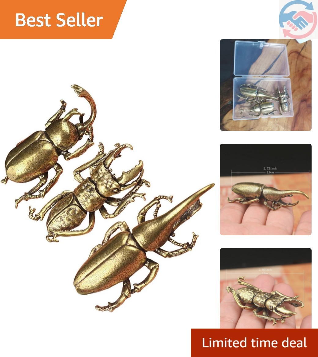 3PCS/Set Insect Bug Wall Decor, Solid Brass Beetle Figurine Ornament, Copper 3PCS/Set Insect Bug Wall Decor, Solid Brass Beetle Figurine Ornament, Copper