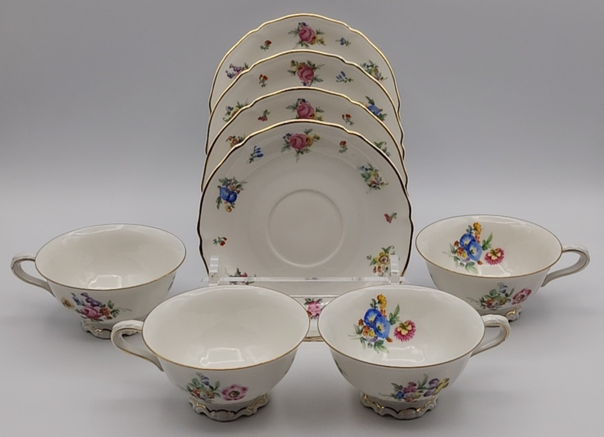 Hutschenreuther Selb Bavaria US Zone The Bristol Set of 4 Cups with Saucers