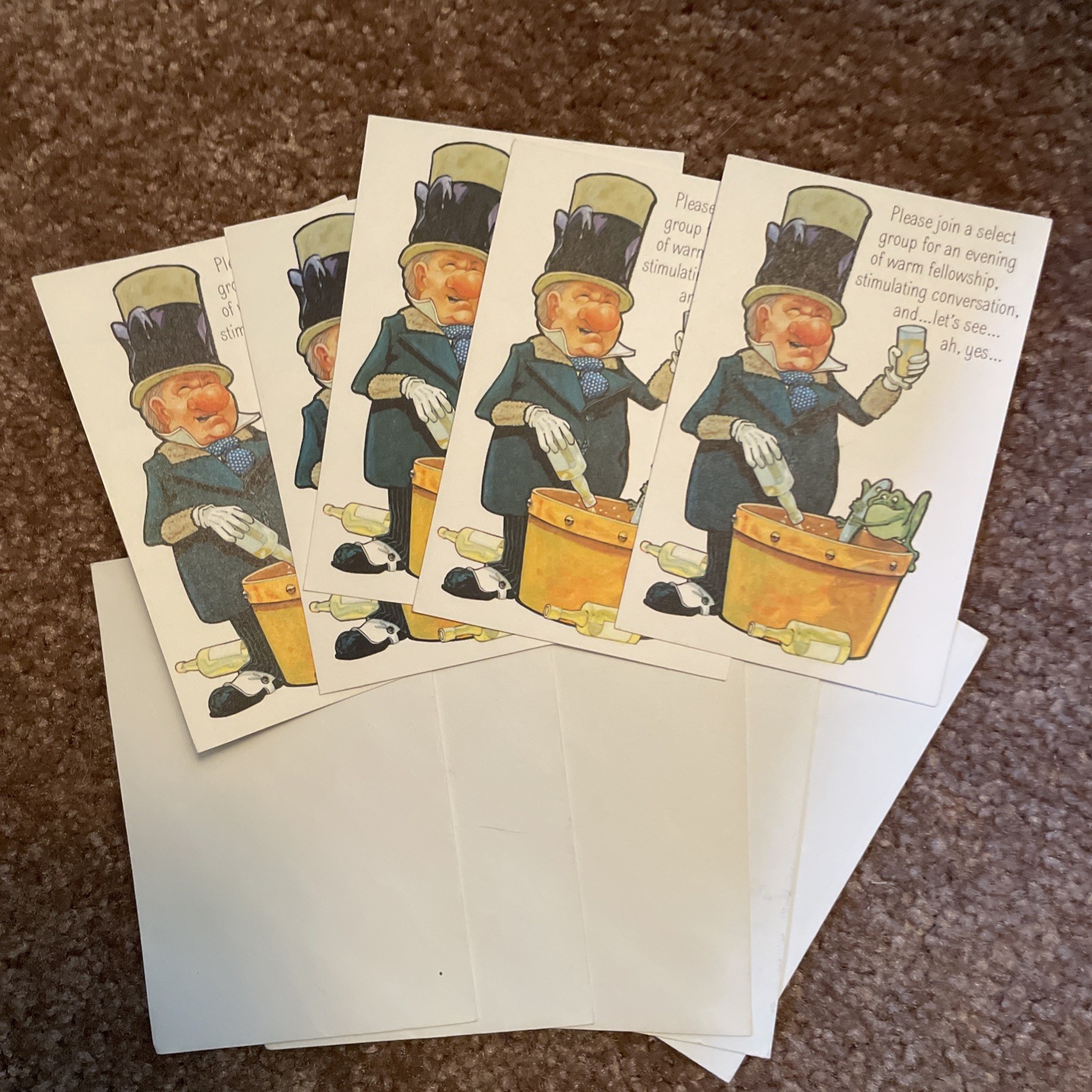 Vtg Unmarked LOT 5 HALLMARK Cards & Envelopes WC Fields Invitations 1960s BOOZE Vtg Unmarked LOT 5 HALLMARK Cards & Envelopes WC Fields Invitations 1960s BOOZE