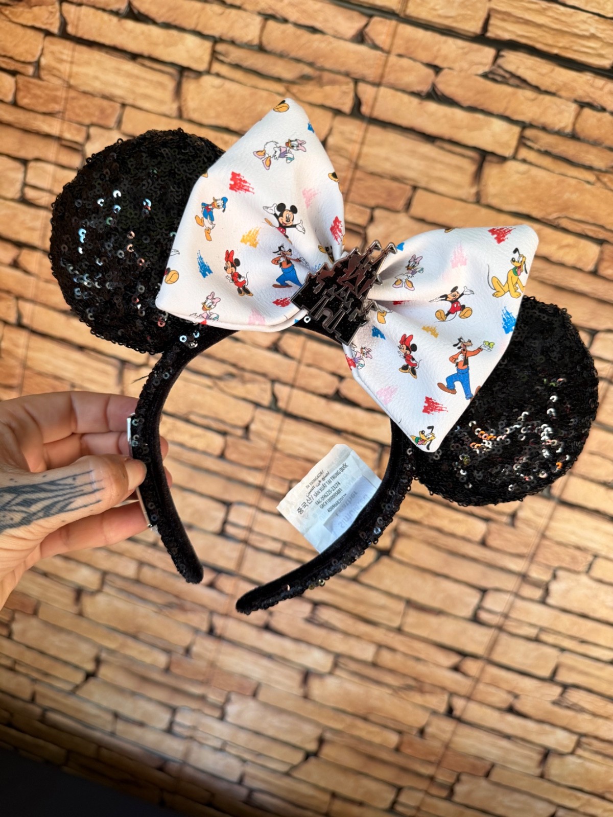 Loungefly Disney Parks MICKEY Mouse & Friends CASTLE Sequin MINNIE Ears Headband Loungefly Disney Parks MICKEY Mouse & Friends CASTLE Sequin MINNIE Ears Headband