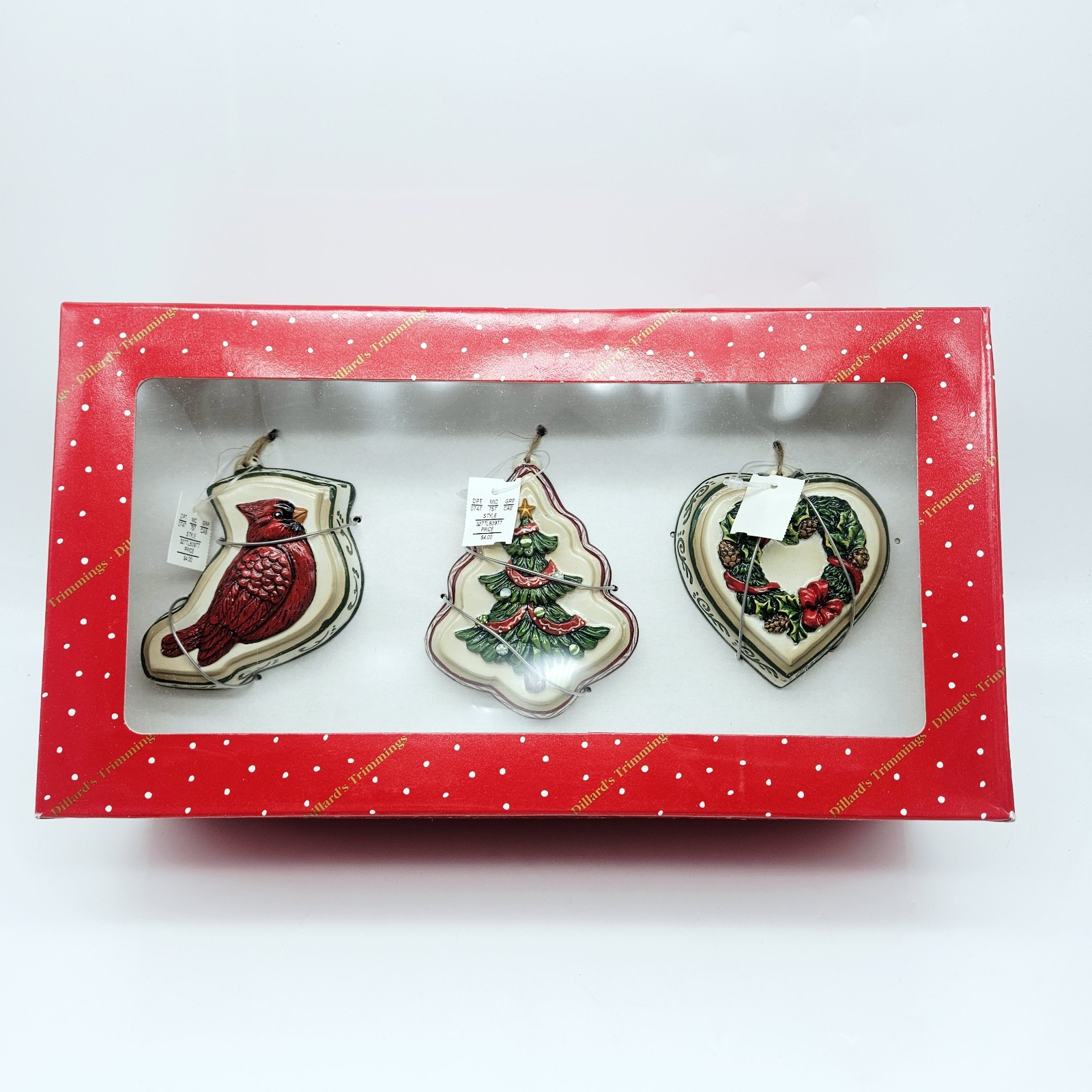Dillards Trimmings Vintage Christmas Ornaments Set of 3 Cardinal Tree New in Box