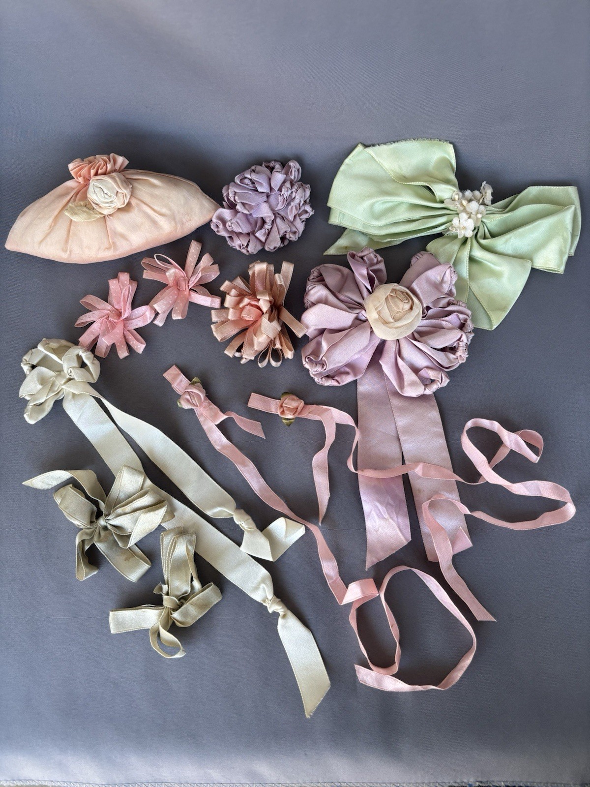Antique Ribbonwork bows rosettes trim Antique Ribbonwork bows rosettes trim