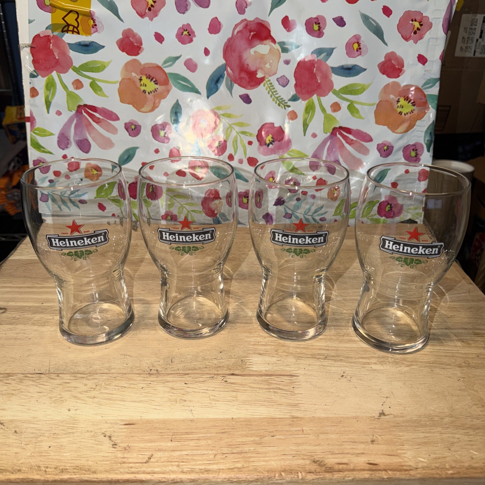Set of 4 Heineken Red Star Pub Tulip Style Glasses 14oz, 5.75” Tall. New Set of 4 Heineken Red Star Pub Tulip Style Glasses 14oz, 5.75” Tall. New