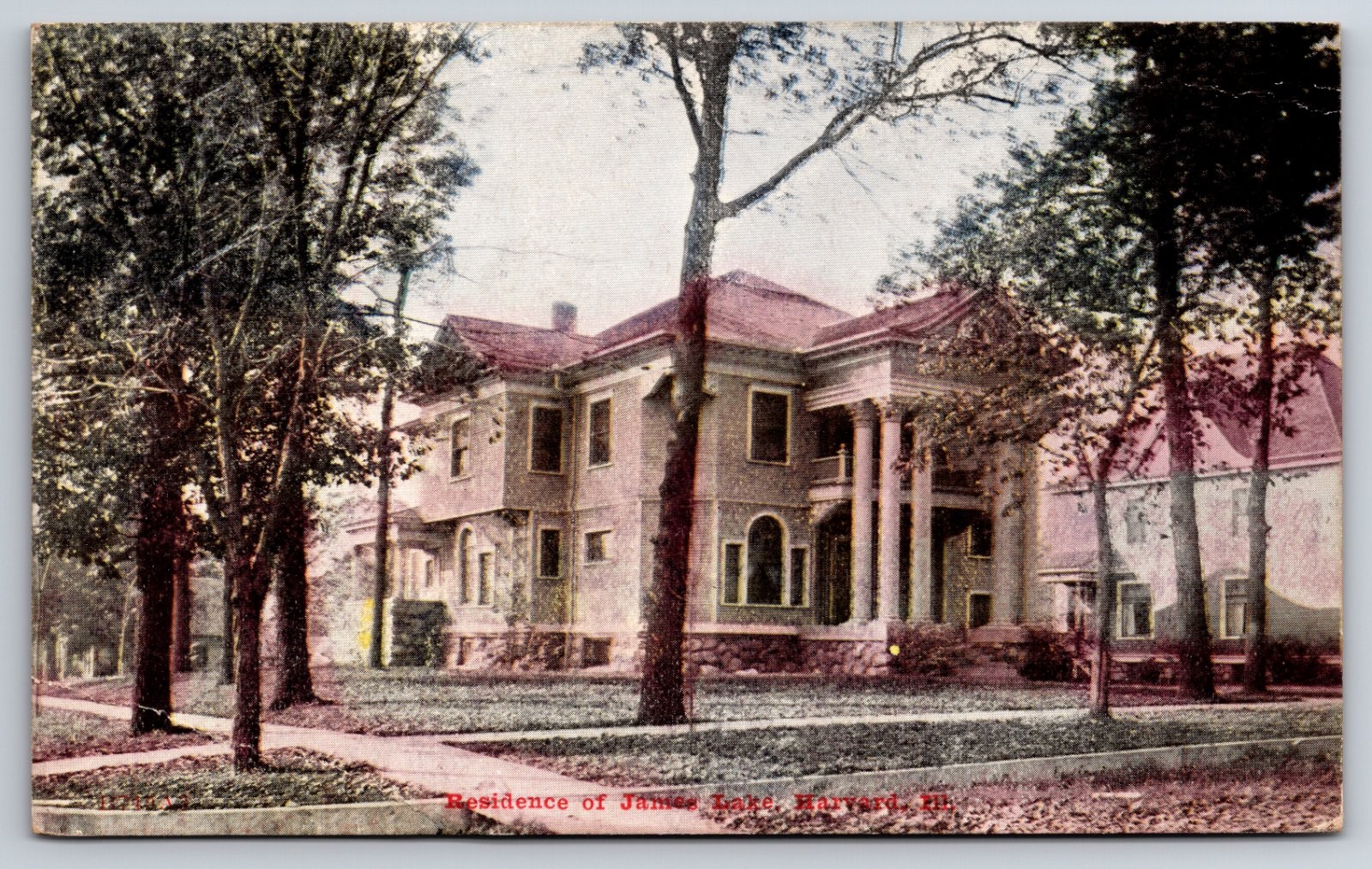 Residence of James Lake Harvard Illinois Postcard Residence of James Lake Harvard Illinois Postcard