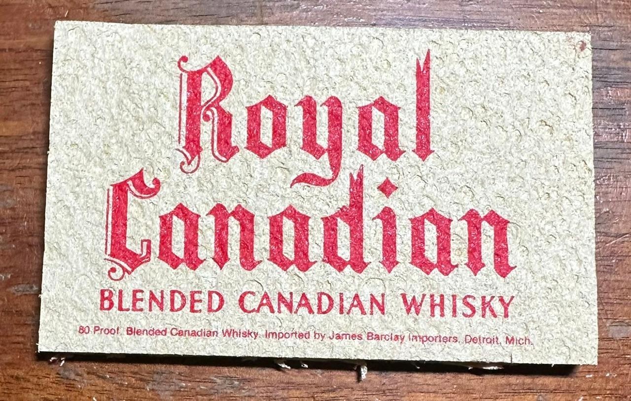 Vintage Royal Canadian Blended Canadian Whisky Advertising Bar Sponge NEW