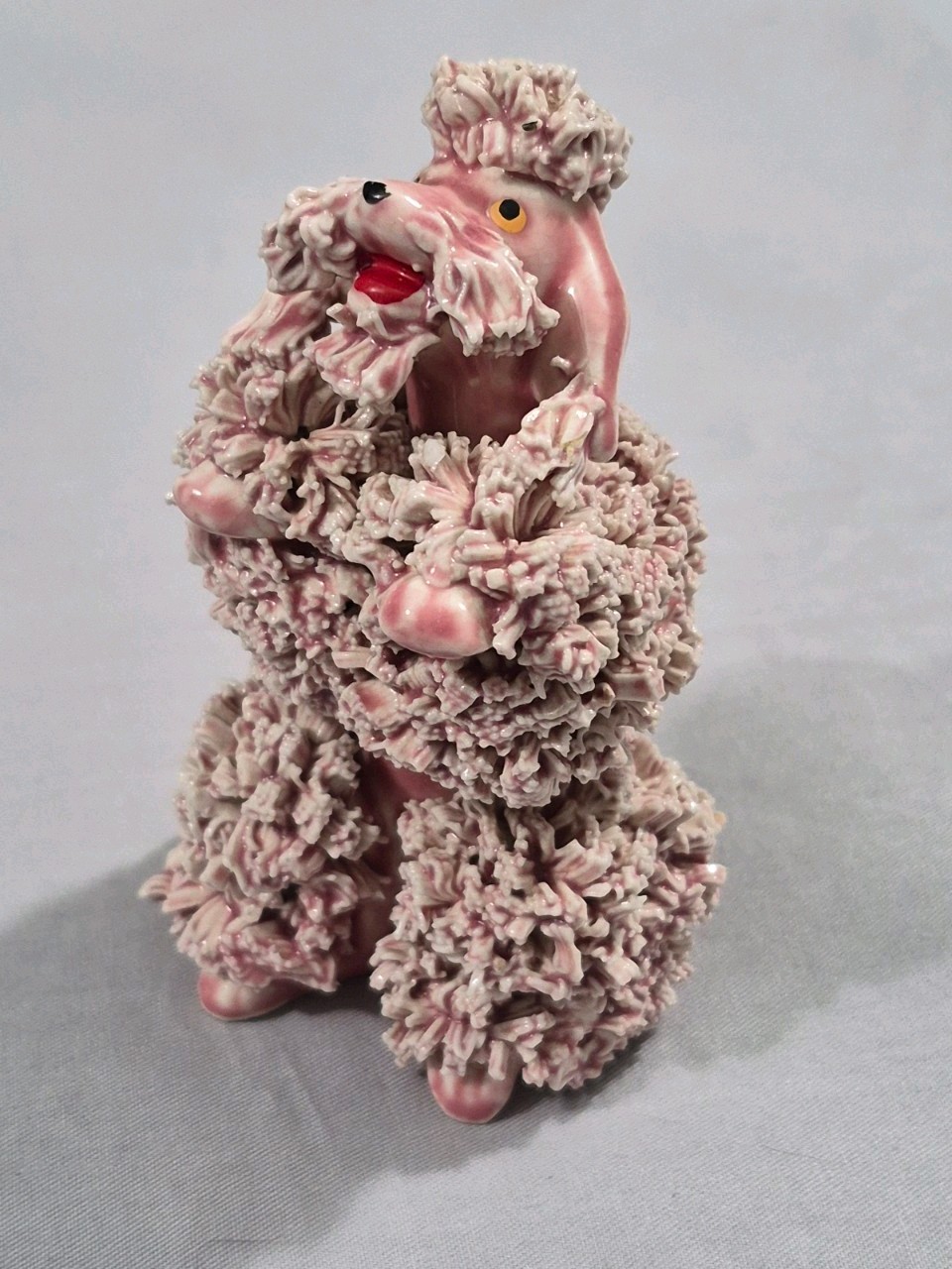 Vintage 1950s Pink Spaghetti Poodle Porcelain Figurine Japan MCM Vintage 1950s Pink Spaghetti Poodle Porcelain Figurine Japan MCM