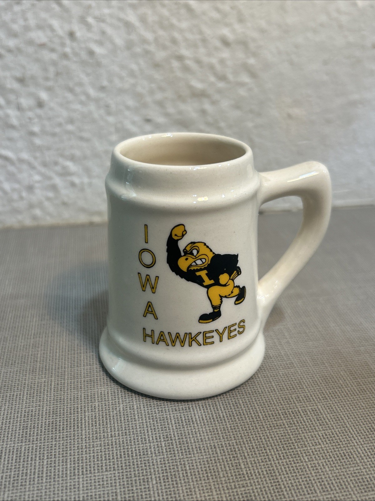 Vintage Iowa Hawkeyes College Ceramic Mini Stein Mug 