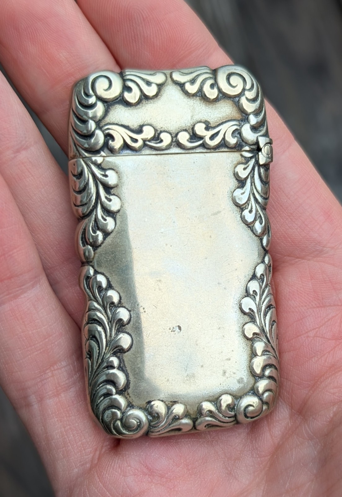 Antique Match Safe. Botanical Vines. G Silver. Beautiful Estate Find