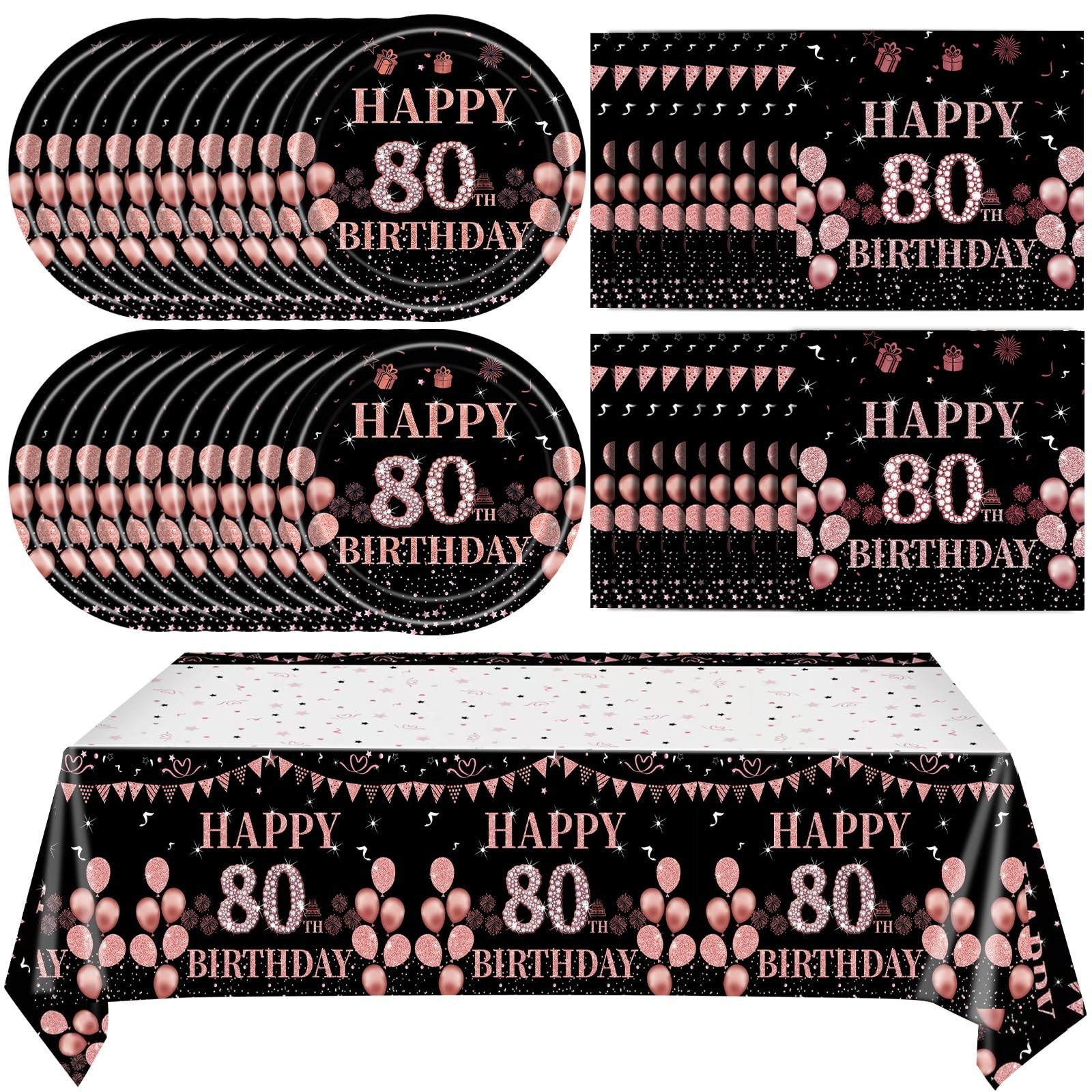 41Pcs 80th Birthday Decorations for Women, Vintage 80 Birthday Black and Rose... 41Pcs 80th Birthday Decorations for Women, Vintage 80 Birthday Black and Rose...