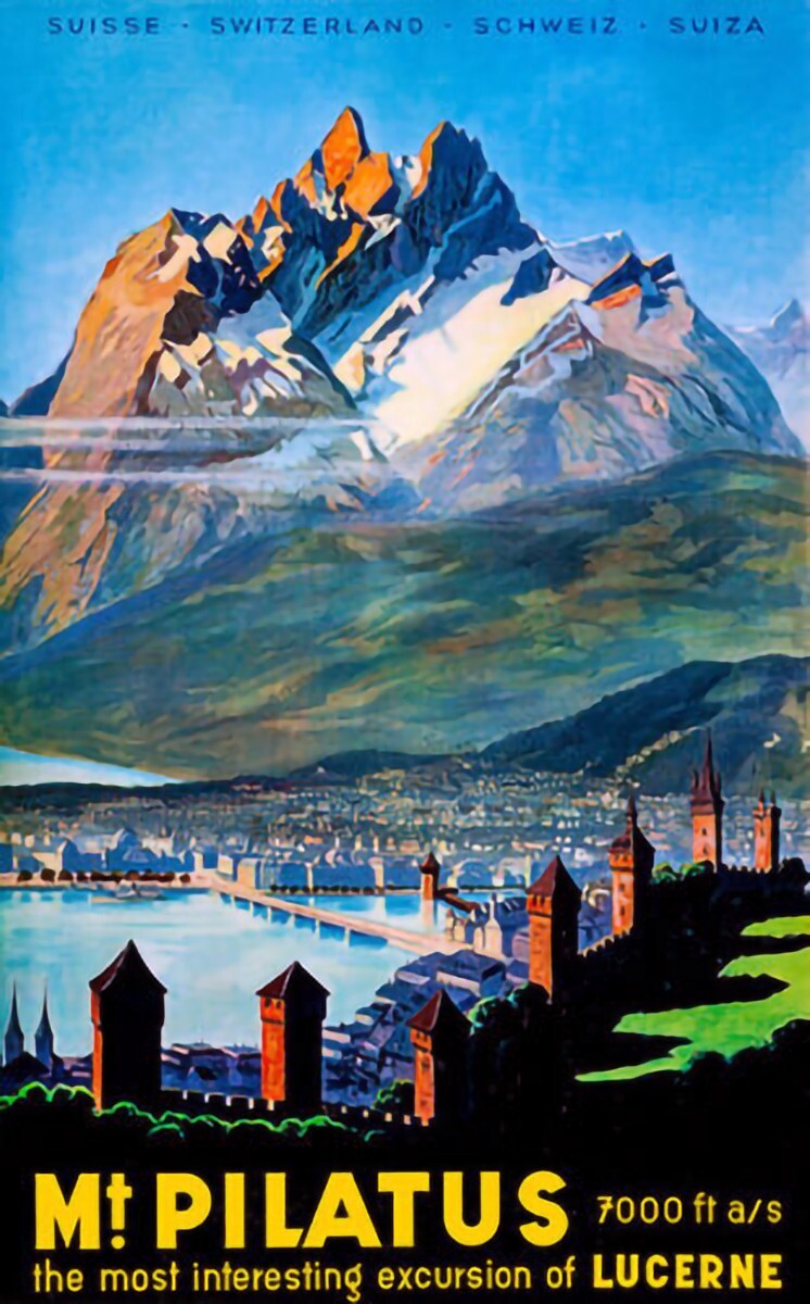 1940s Mt. Pilatus Switzerland Travel Poster Metal Fridge Magnet 2.7x4 8429
