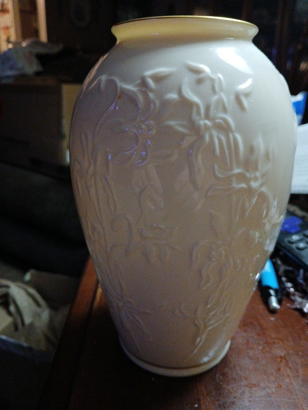 Lenox Large Flower Vase 24 Karat Gold Trim Made In Usa Lenox Large Flower Vase 24 Karat Gold Trim Made In Usa