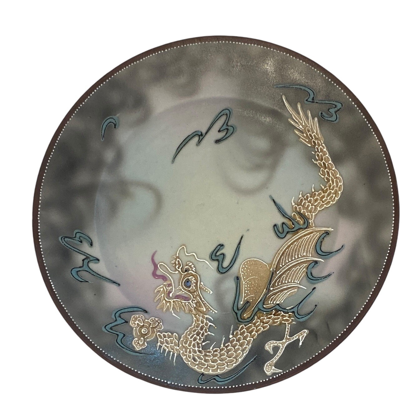Antique Japanese Dragonware Plate Moriage Dragon Wall Art Gray Blue Eyes 7” Antique Japanese Dragonware Plate Moriage Dragon Wall Art Gray Blue Eyes 7”