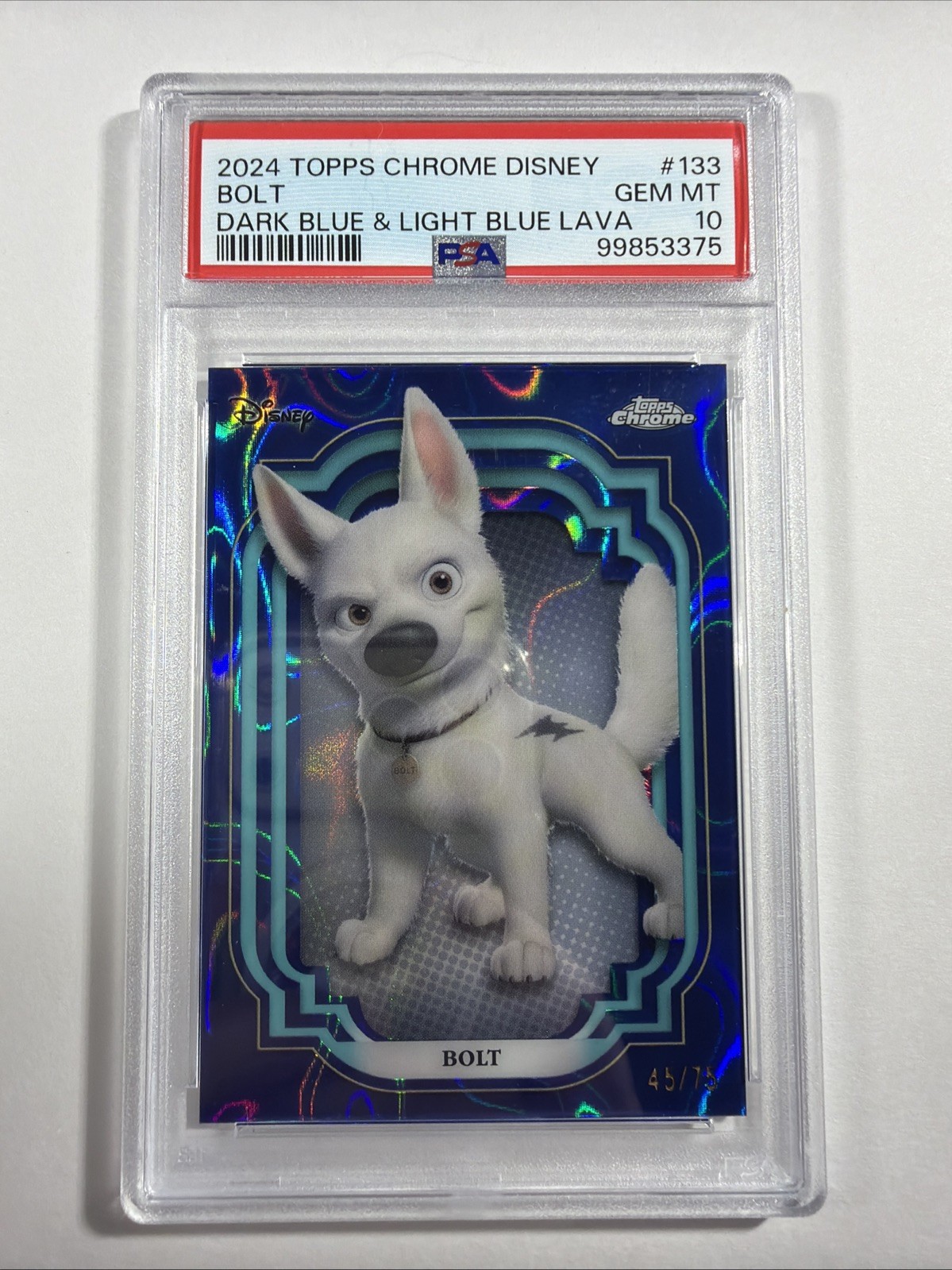 2024 Topps Chrome Disney Bolt #133 Dark Blue & Light Blue Lava 45/75 PSA 10