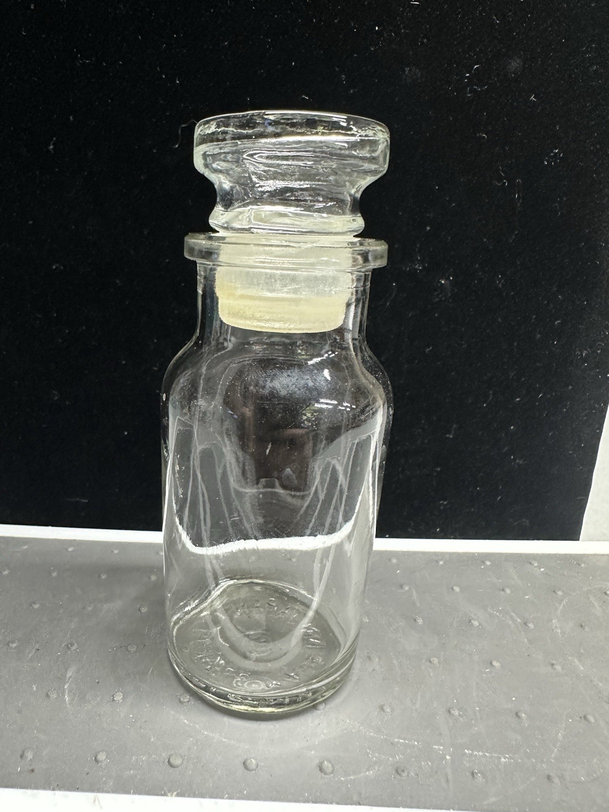 Vintage Clear Glass Apothecary Spice Jar w/Glass Stopper Made in Japan 4\