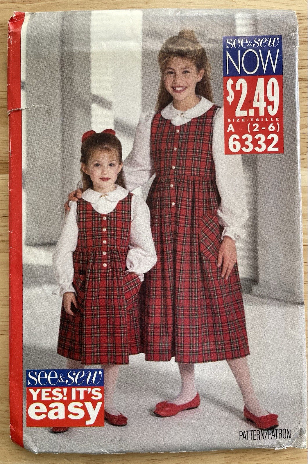 6332 Butterick See & Sew Now Girls JUMPER DRESS TOP Sewing Pattern 2 3 4 5 6