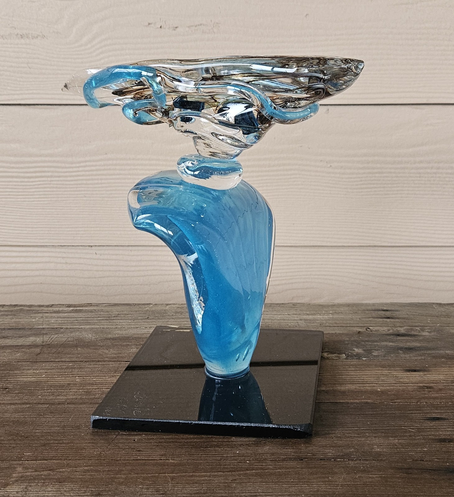 Vintage Glassie Kayak Art Glass Figurine Didier Saba Hand-Blown Approx. 9.5\