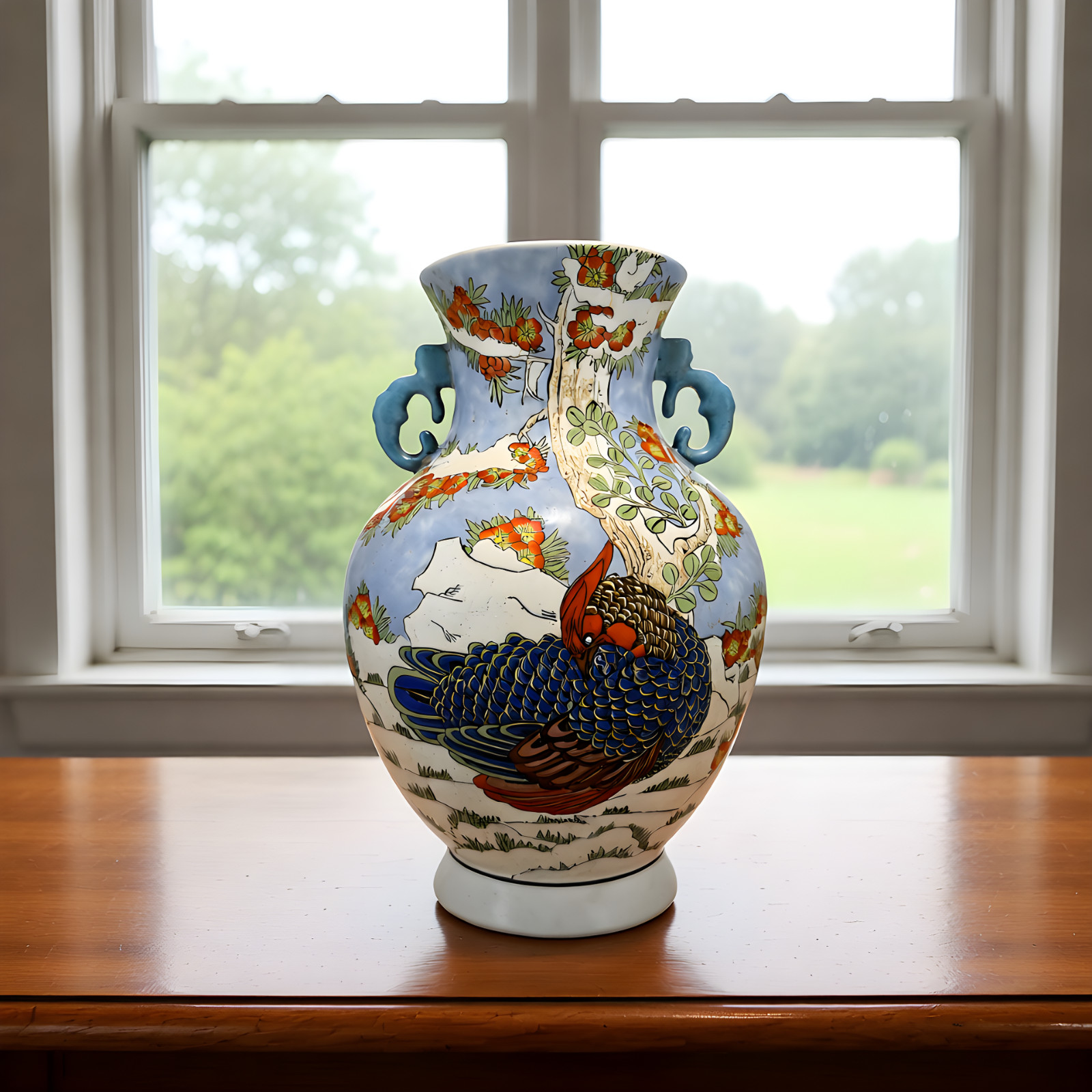 Vintage Mandarin Duck Hand Painted Vase Vintage Mandarin Duck Hand Painted Vase