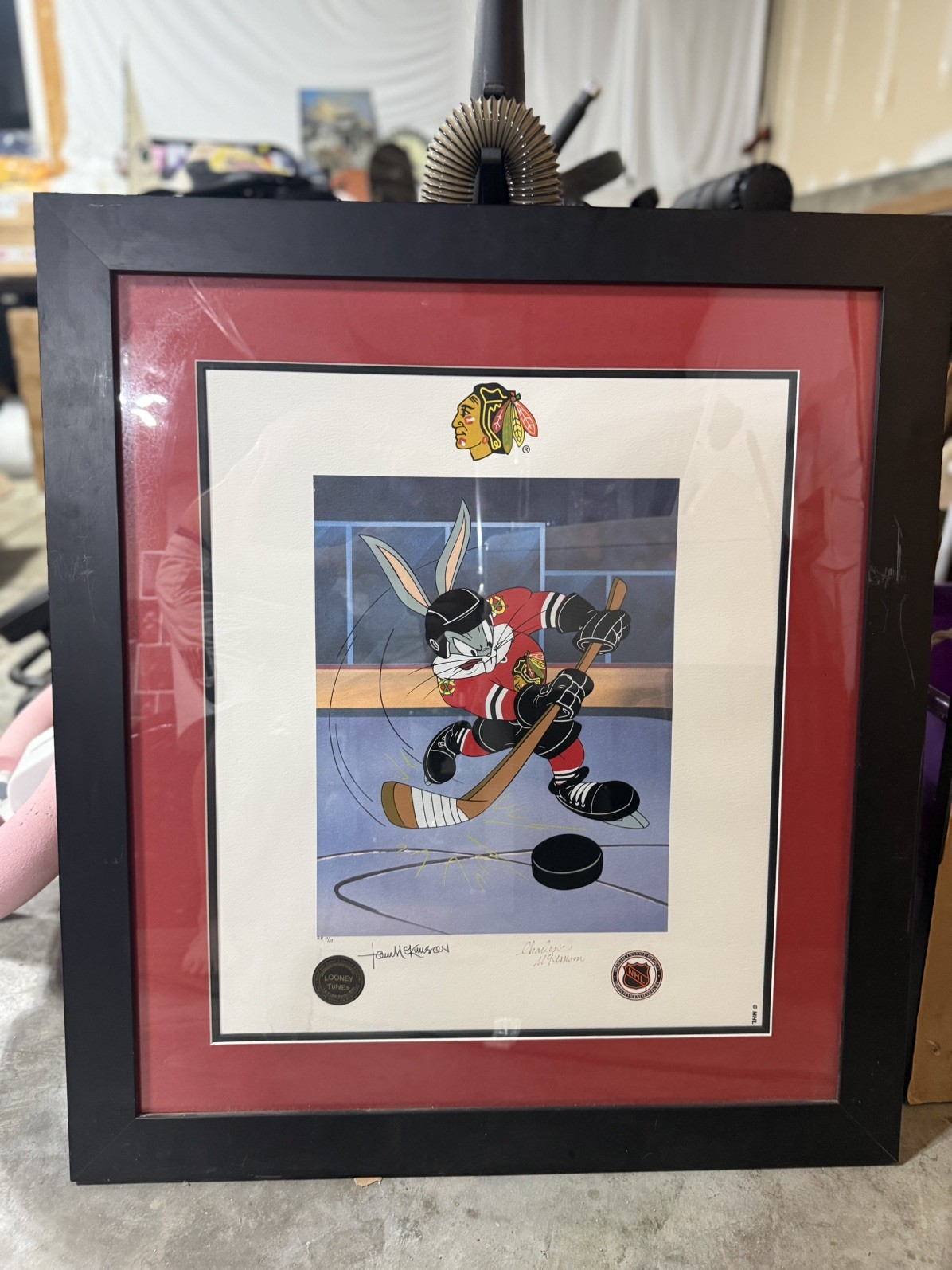 1996 Bugs Bunny Blackhawks Signed Artist Proof AP 17/37 1996 Bugs Bunny Blackhawks Signed Artist Proof AP 17/37