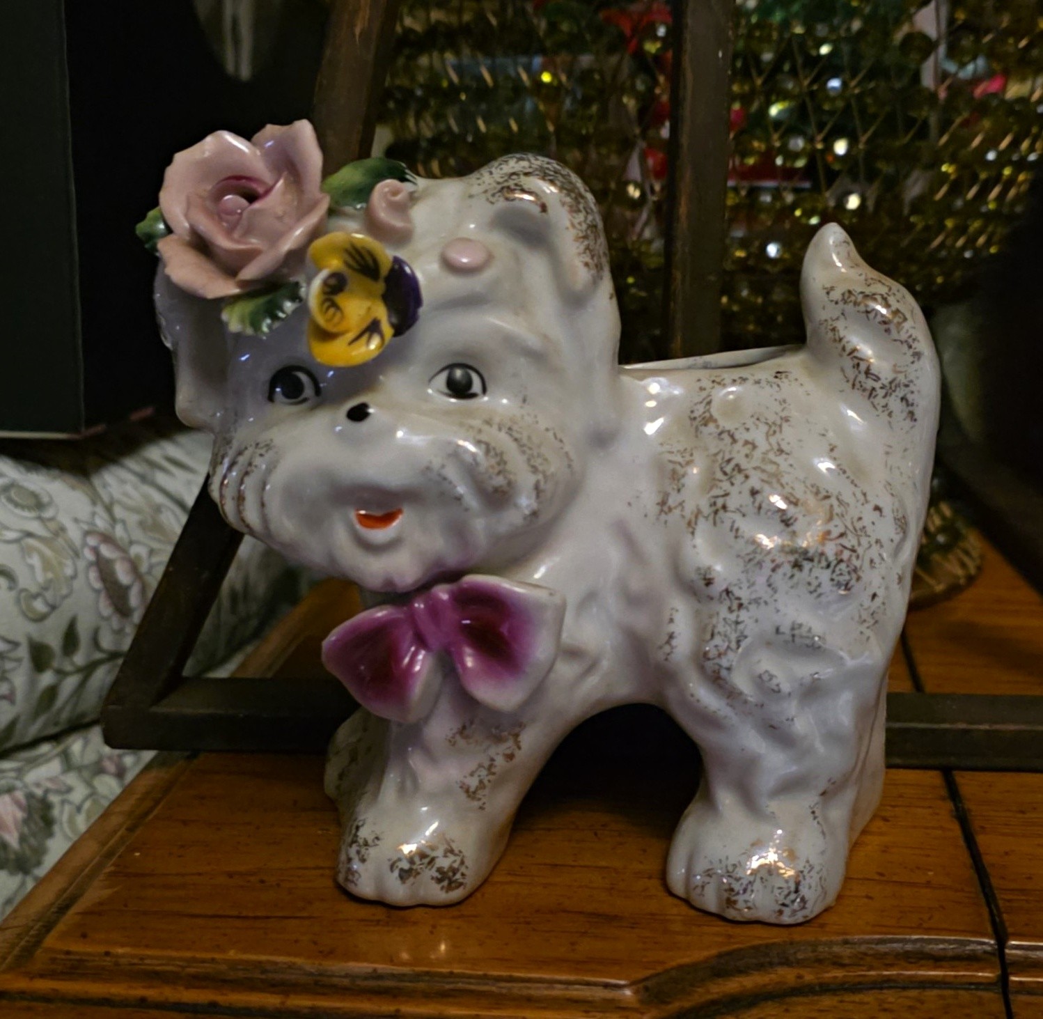 Vintage Ceramic Puppy Planter