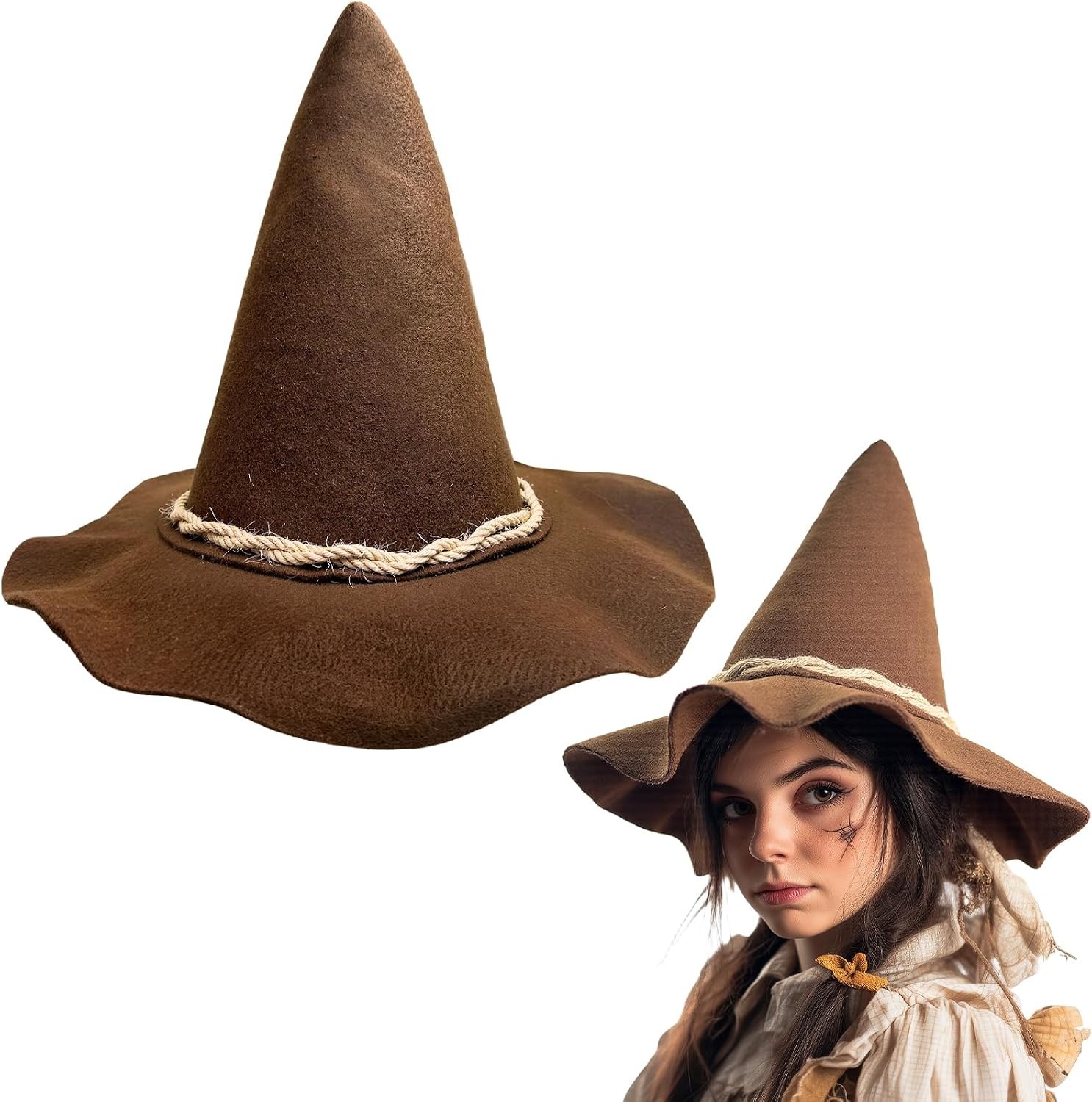 Black Witch Wizard Hats for Halloween, Scarecrow Hat Black Witch Wizard Hats for Halloween, Scarecrow Hat