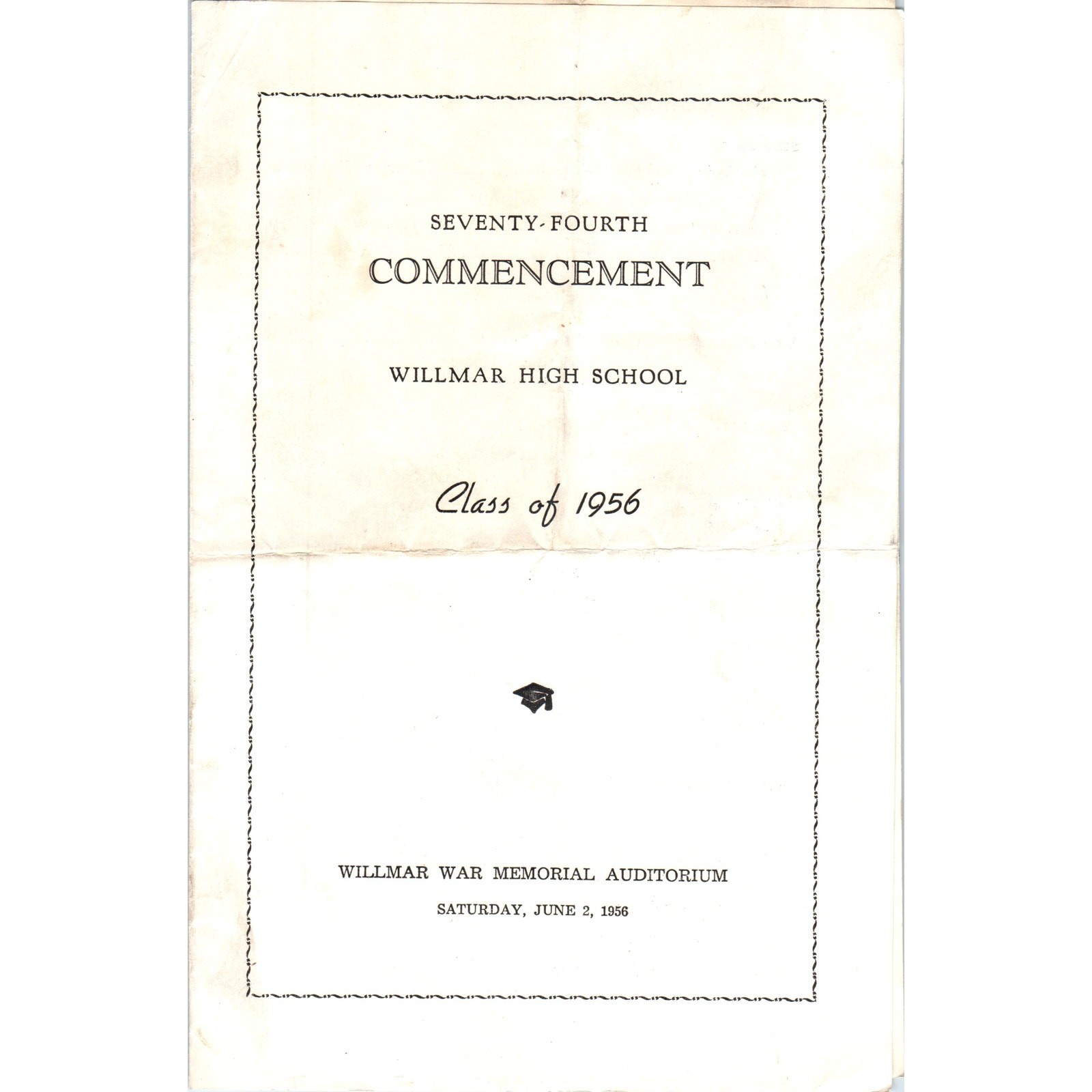 1956 Willmar High School Commencement Program MN L3-3