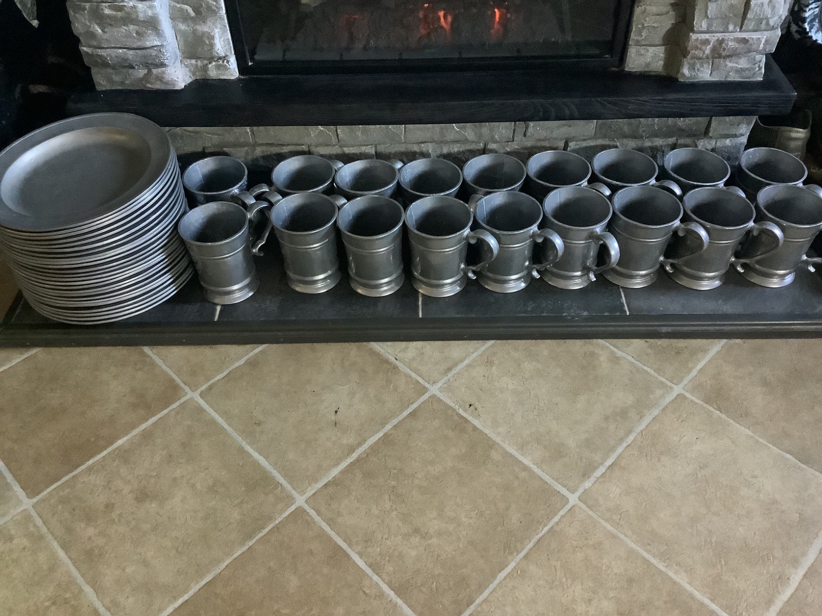 WILTON ARMETALE PLOUGH TAVERN Dinner Plates & Stein Tankard Mugs Marked