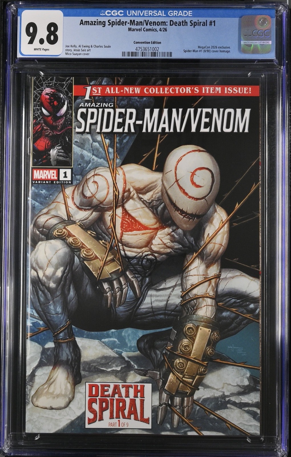 AMAZING SPIDER-MAN VENOM DEATH SPIRAL #1 CGC 9.8 🥇1st APPEARANCE OF TORMENT🥇