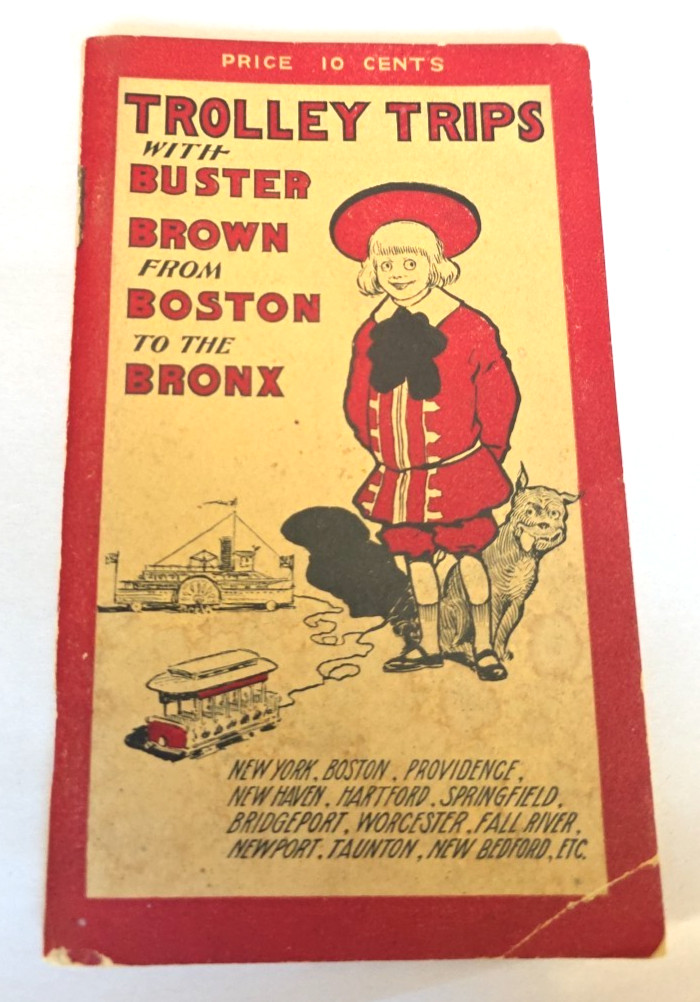 1905 Trolley Trips With Buster Brown Boston To The Bronx Tourism Guide Book Map