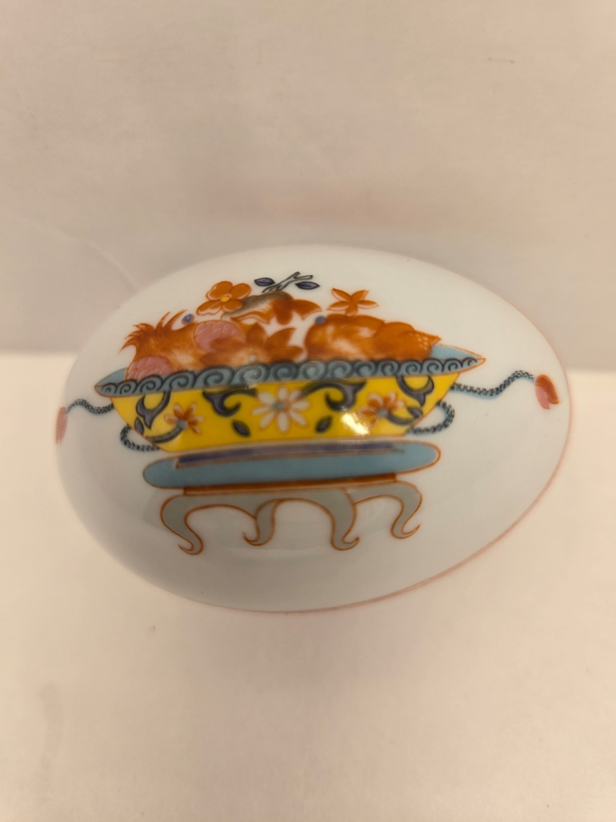 VTG Bernardaud Limoges France Porcelain Egg Trinket Box w/Lid Fou-Tchéou 19 VTG Bernardaud Limoges France Porcelain Egg Trinket Box w/Lid Fou-Tchéou 19
