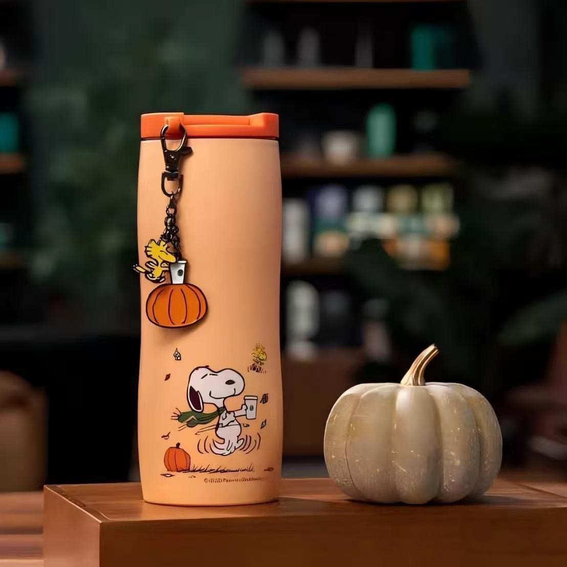 2026 Starbucks Peanuts Snoopy Pumpkin Stainless Tumbler Limited 473ML New