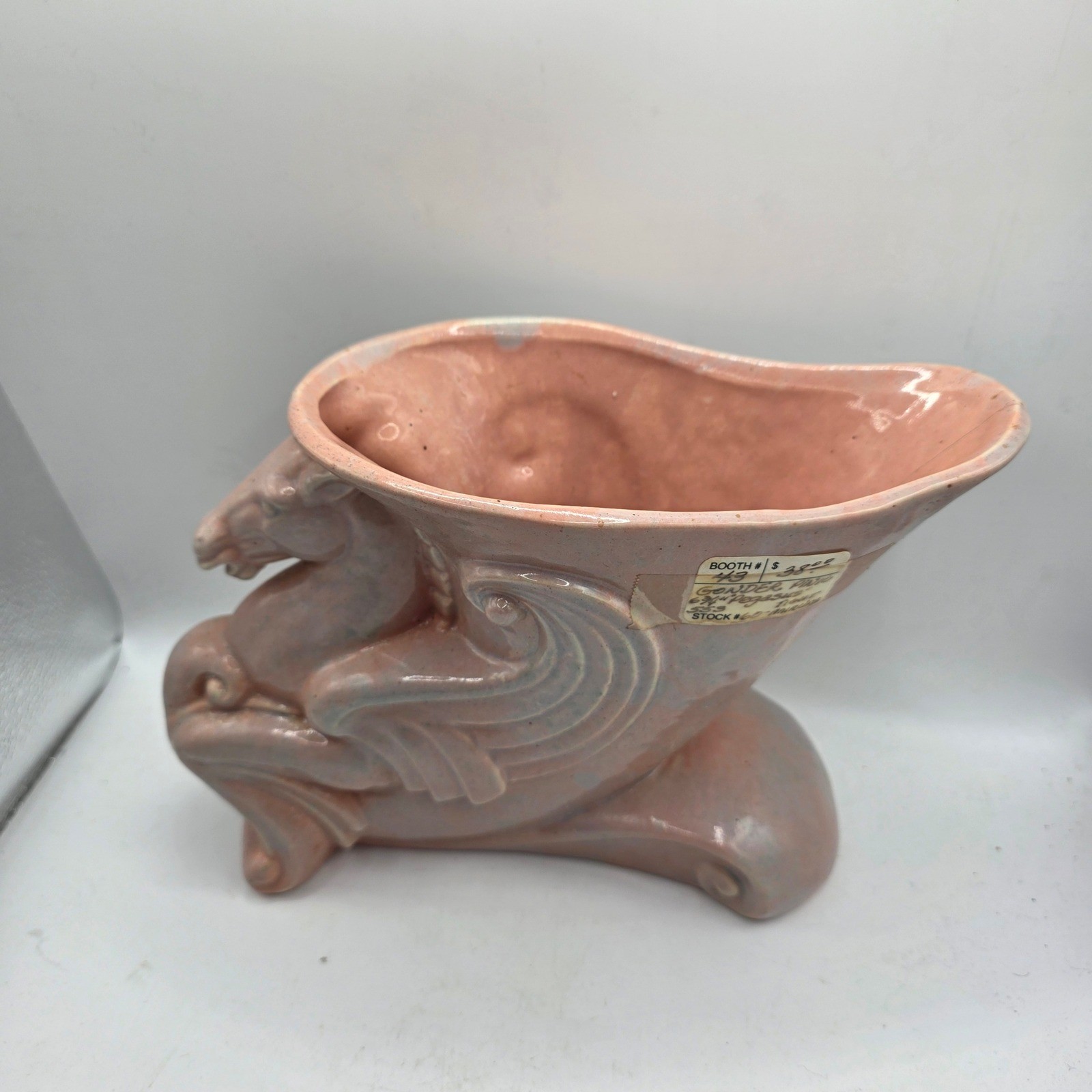 Vintage Gonder USA #553 Pink Pegasus Horse Vase Planter Art Pottery Zanesville Vintage Gonder USA #553 Pink Pegasus Horse Vase Planter Art Pottery Zanesville