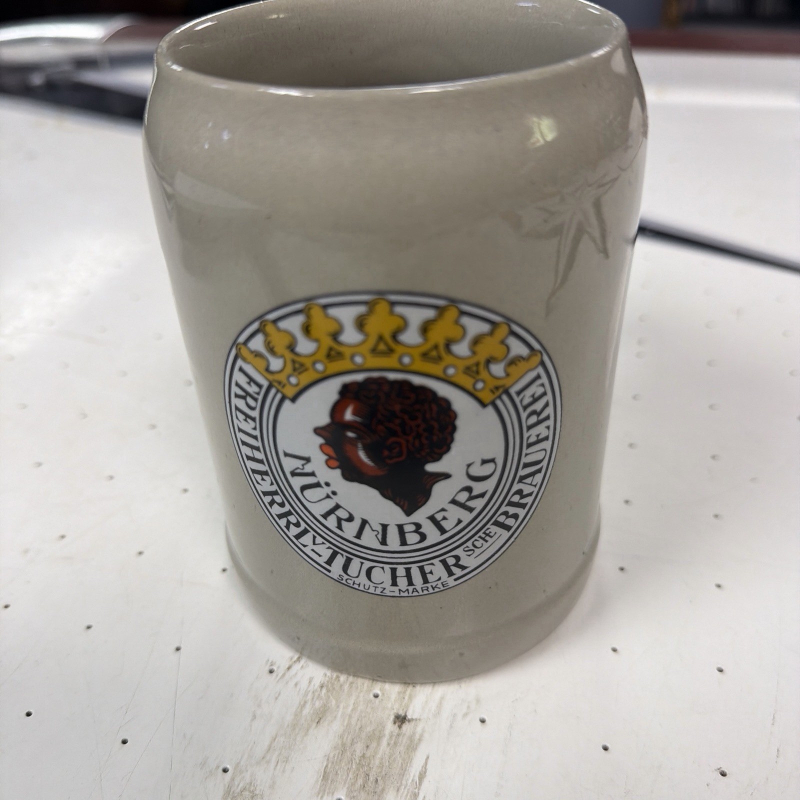 Vintage German Clay Beer Mug .5 Liter Nürnberg Freiherrl vTucher-sche -Brauerei Vintage German Clay Beer Mug .5 Liter Nürnberg Freiherrl vTucher-sche -Brauerei