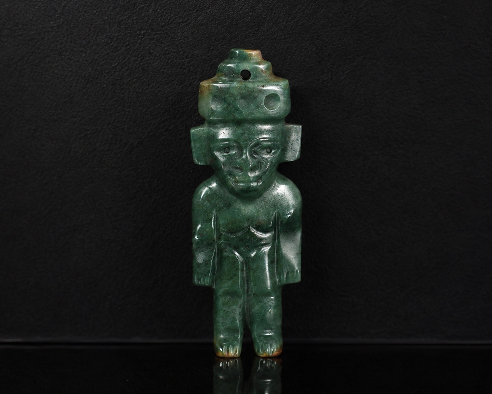 Handcrafted Mayan king Pendant made from 100% Natural Blue Jade 3 inch Tall Handcrafted Mayan king Pendant made from 100% Natural Blue Jade 3 inch Tall