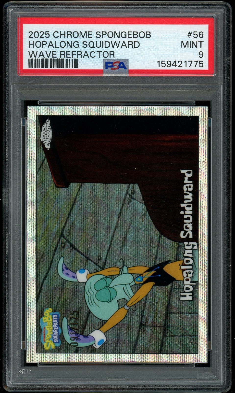 2025 Topps Spongebob Hopalong Squidward Wave Refractor /175 #56 PSA 9