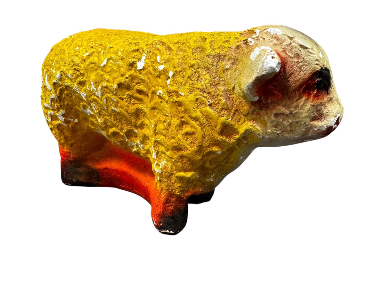 Vintage Hand-Painted Chalkware Lamb / Sheep Coin Bank – Bright Yellow Folk Art Vintage Hand-Painted Chalkware Lamb / Sheep Coin Bank – Bright Yellow Folk Art