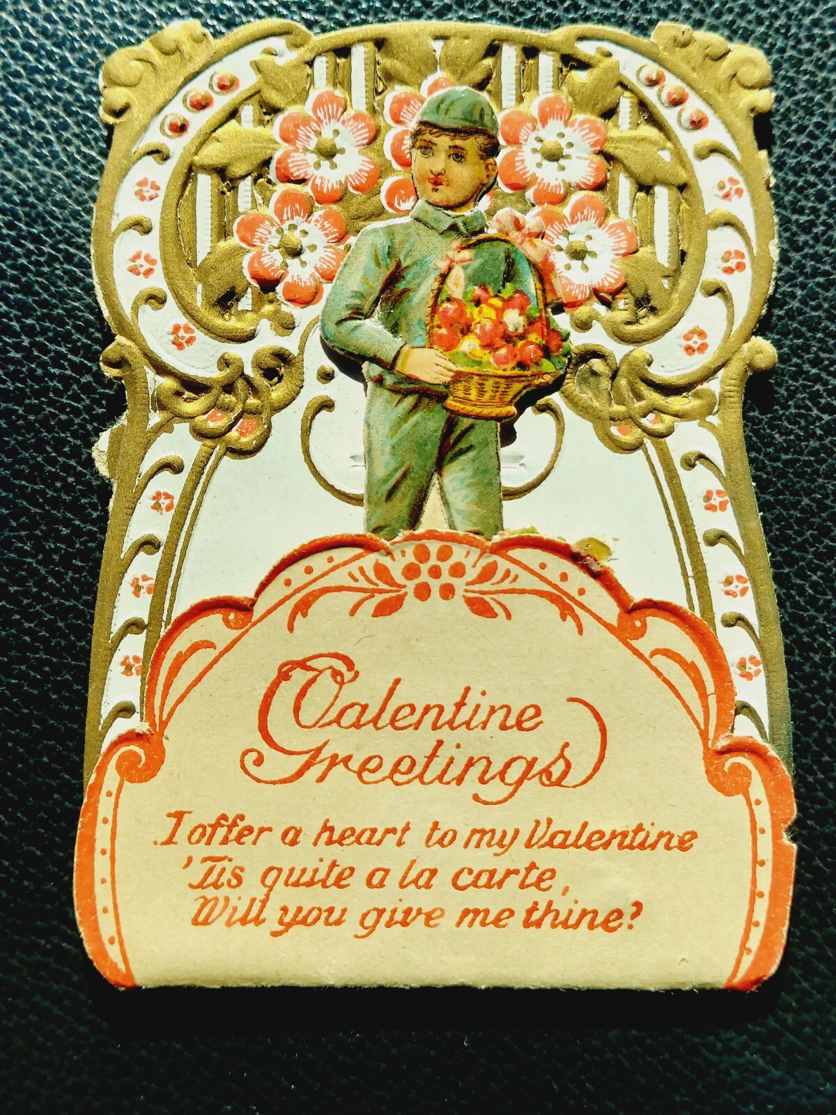 Vintage VALENTINES DAY CARD Made in GERMANY Fold Down Valentine Greetings 