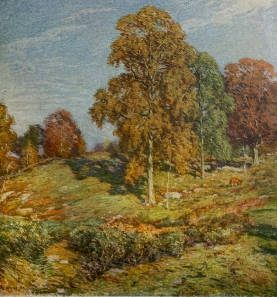 1908 Vintage Magazine Illustration The Golden Hour by Willard L. Metcalf