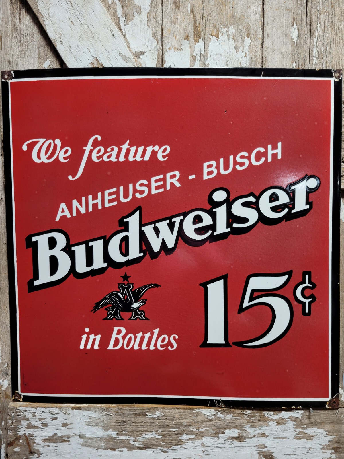 VINTAGE BUDWEISER PORCELAIN SIGN 30